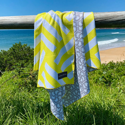 Yellow Striped Beach Towels | Large Beach Towels | Apricate